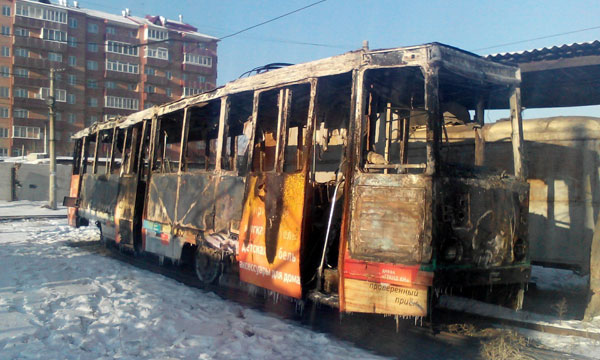 В Улан-Удэ сгорел трамвай