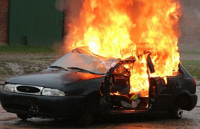 На трассе в Бурятии сгорел автомобиль