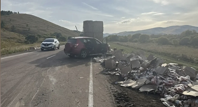 Колбаса разлетелась по трассе в Бурятии после ДТП