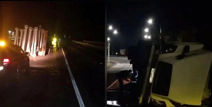 Трал опрокинулся на федеральной трассе в Бурятии