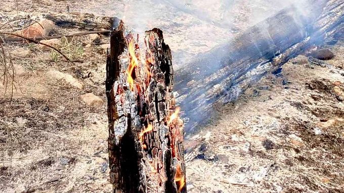 На севере Бурятии бушует пожар, возникший из-за сухой грозы