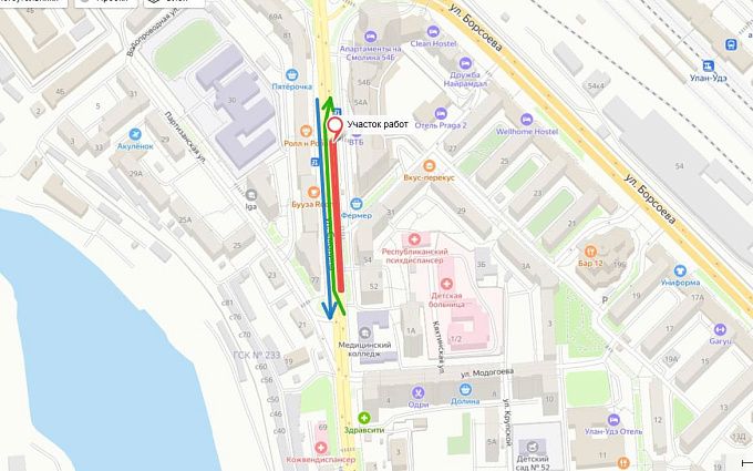 На улице в центре Улан-Удэ до конца октября ограничат движение